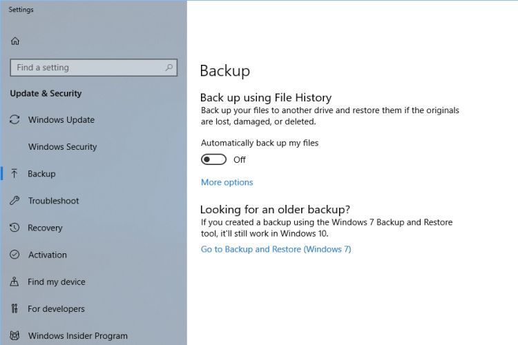 Windows 10 Backup Options